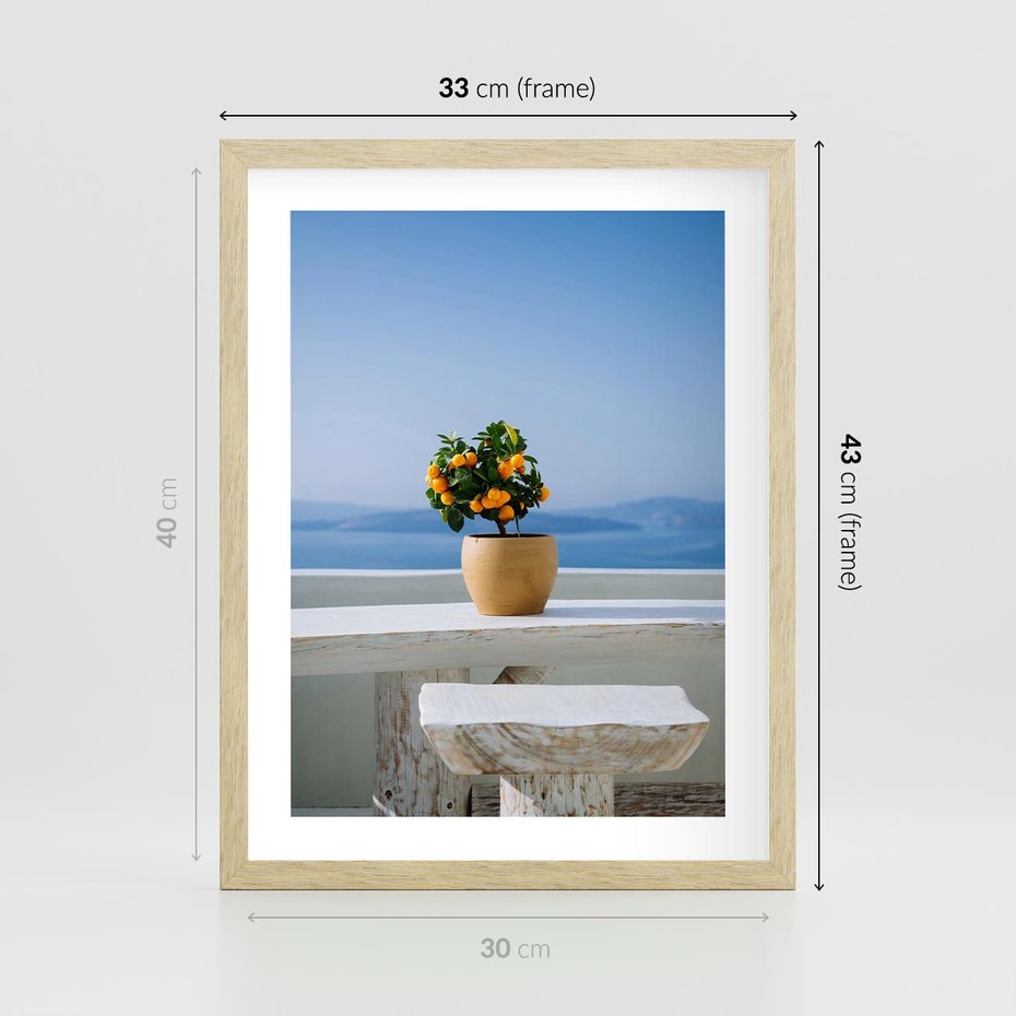 Plakat w ramie 30x40 - Uroki Santorini - Santorini, Grecja - rama drewno