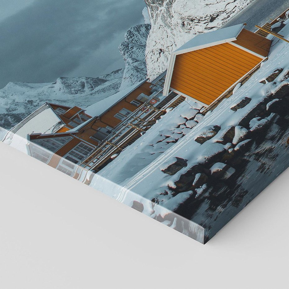 Obraz na płótnie 90x30 - Minimalizm i Urok Natury - skandynawskie, domki