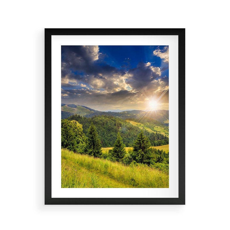 Plakat w ramie 40x50 - Pejzaż w perspektywie - pejzaż, perspektywa - rama czarna