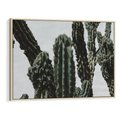 Obraz w ramie 100x70 - Boho oaza wśród kaktusów - kaktusy, pustynia - rama drewno