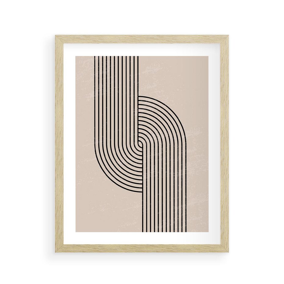 Plakat w ramie 40x50 - Puls Abstrakcji - abstrakcyjne linie, geometria - rama drewno