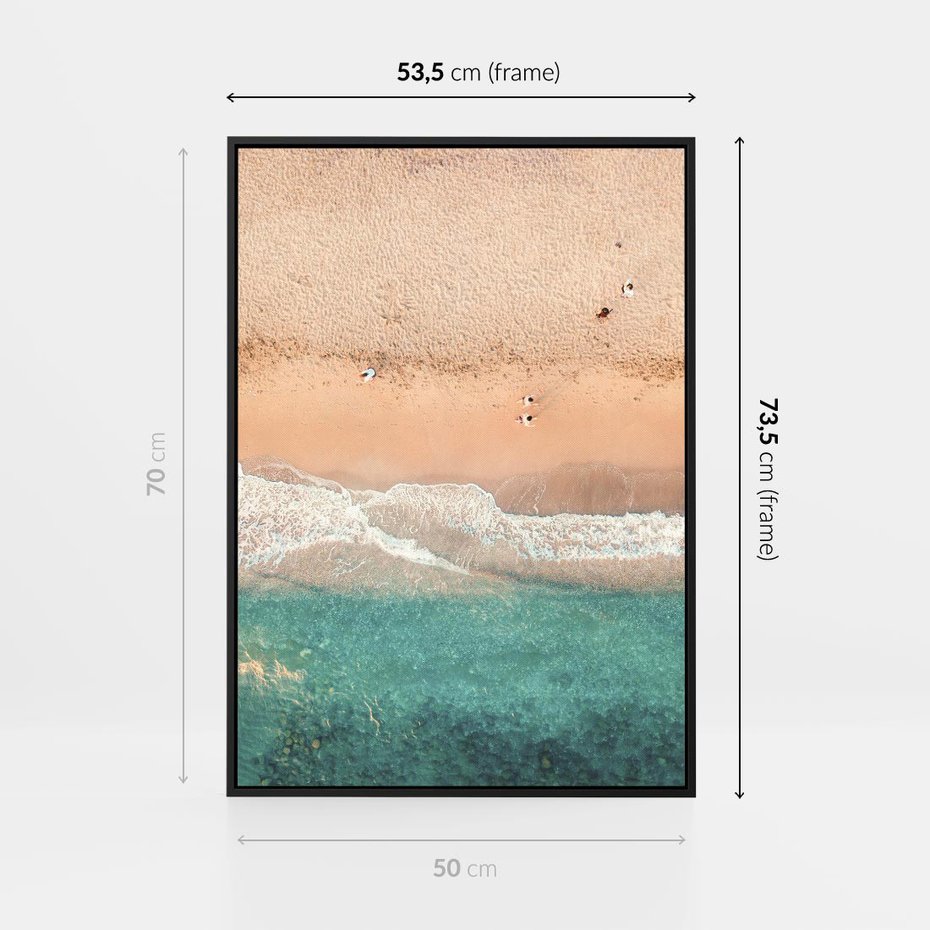 Obraz w ramie 50x70 - Oczy turkusu - fotografia, plaża - rama czarna
