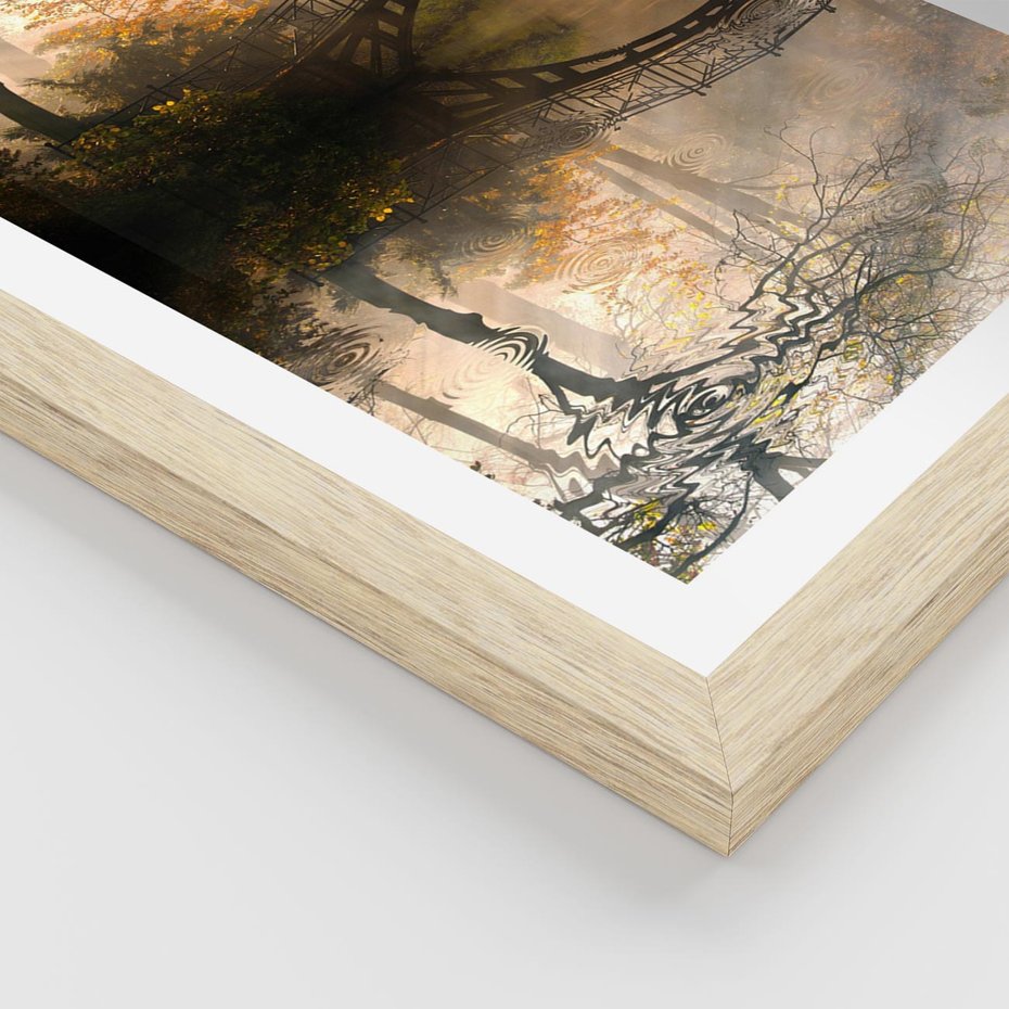 Plakat w ramie 50x70 - Romantyczny Mostek - mostek, romantyczny - rama drewno