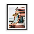 Plakat w ramie 40x50 - Surfingowa Wolność - samochód, stary van - rama czarna