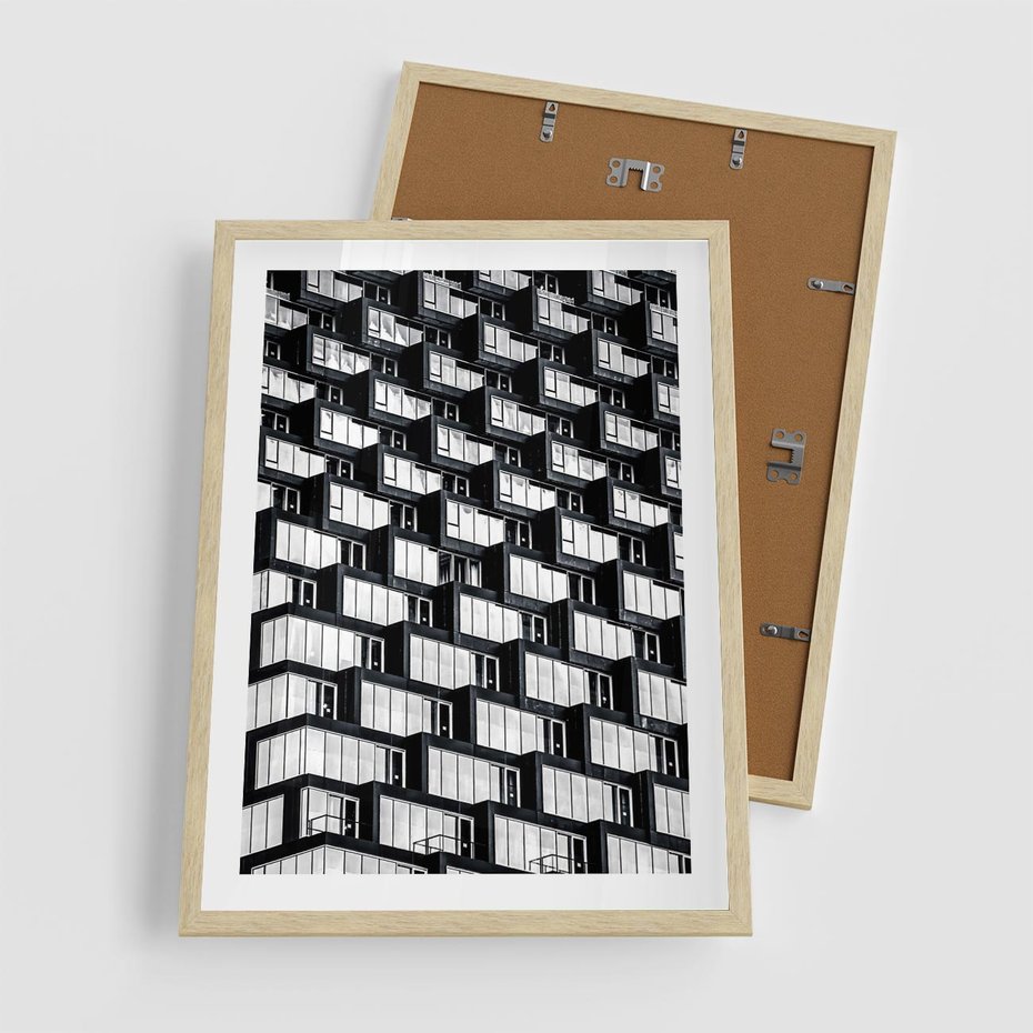 Plakat w ramie 50x70 - Elegancja Wysokości - architektura, wieżowiec - rama drewno