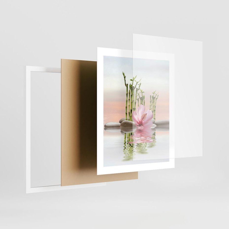 Plakat w ramie 40x50 - Harmonia i relaks - spa, bambus - rama biała