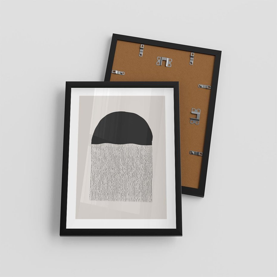 Plakat w ramie 30x40 - Wewnętrzne Widzenia - abstrakcyjna kompozycja, półkole - rama czarna