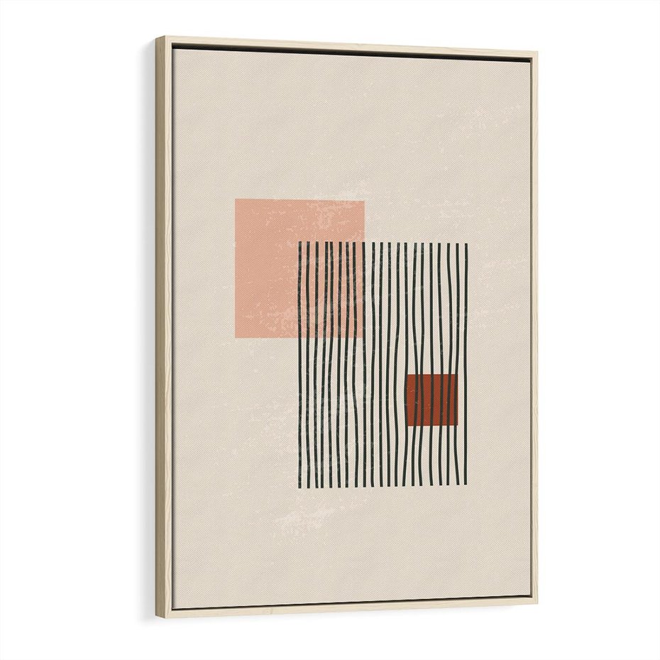 Obraz w ramie 70x100 - Przenikające Formy - nowoczesna sztuka, minimalizm - rama drewno