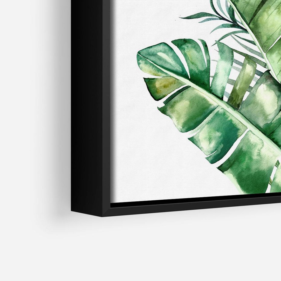 Obraz w ramie 50x50 - Piękno Złotej Rośliny - złote, liście - rama czarna