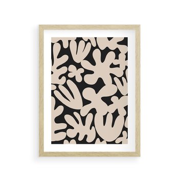 Plakat w ramie 40x50 - Księga Ukrytych Widoków - abstrakcyjne czarno białe formy, minimalizm - rama drewno