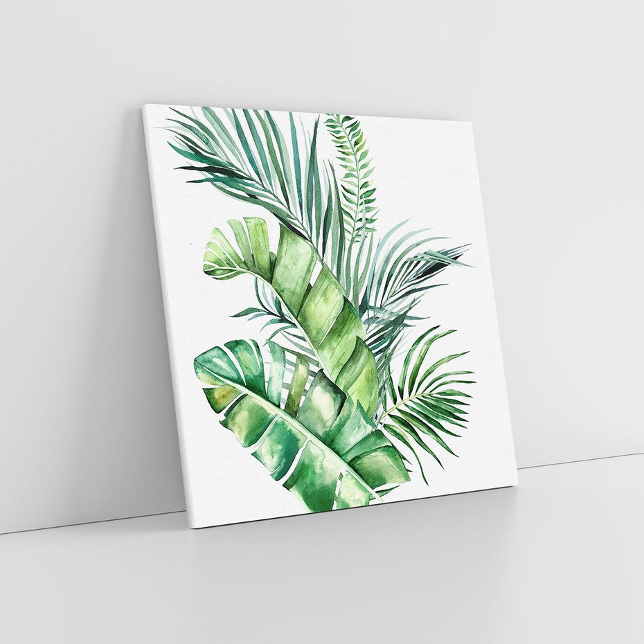 Obraz na płótnie 40x40 - Piękno Złotej Rośliny - złote, liście