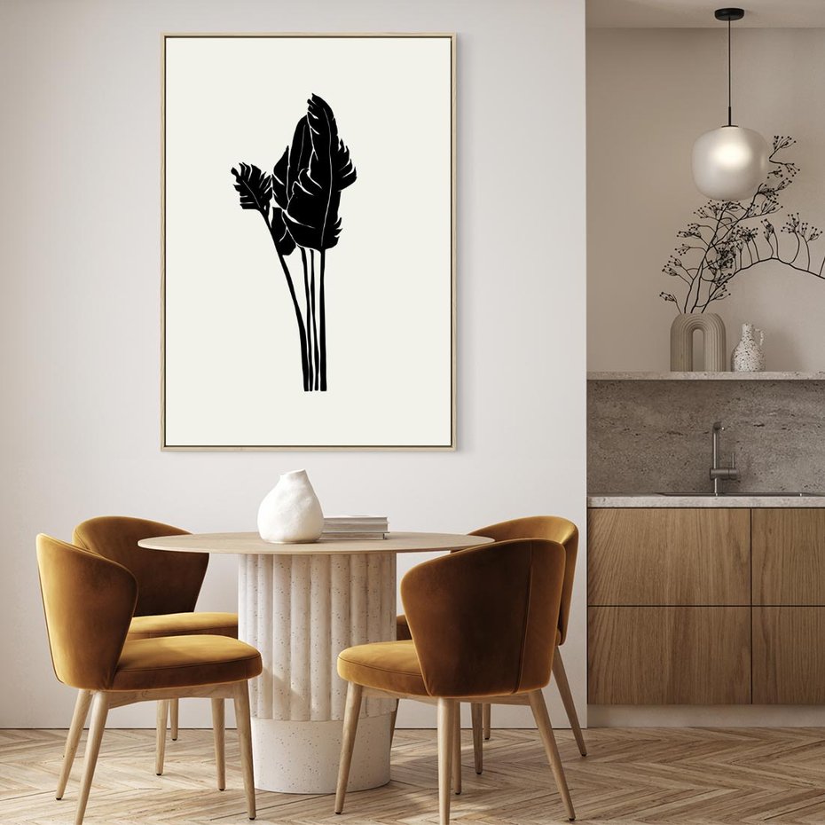 Obraz w ramie 80x120 - Elegancja Palm - nowoczesna sztuka, minimalistyczny styl - rama drewno