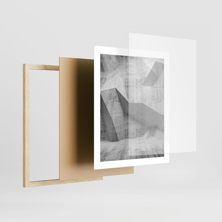 Plakat w ramie 40x50 - Geometryczna harmonia sztuki - geometria, sztuka - rama drewno