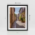 Plakat w ramie 40x50 - Uliczka Wakacyjnego Miasteczka - uliczka, wakacje - rama czarna