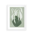 Plakat w ramie 30x40 - Zieleń Pulsującego Spokoju - zielona abstrakcja, zgaszona zieleń - rama biała