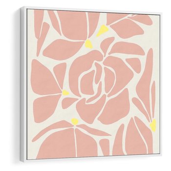 Obraz w ramie 80x80 - Rozplątane Akwarelowe Formy - abstrakcyjne boho kwiaty, kompozycja - rama biała