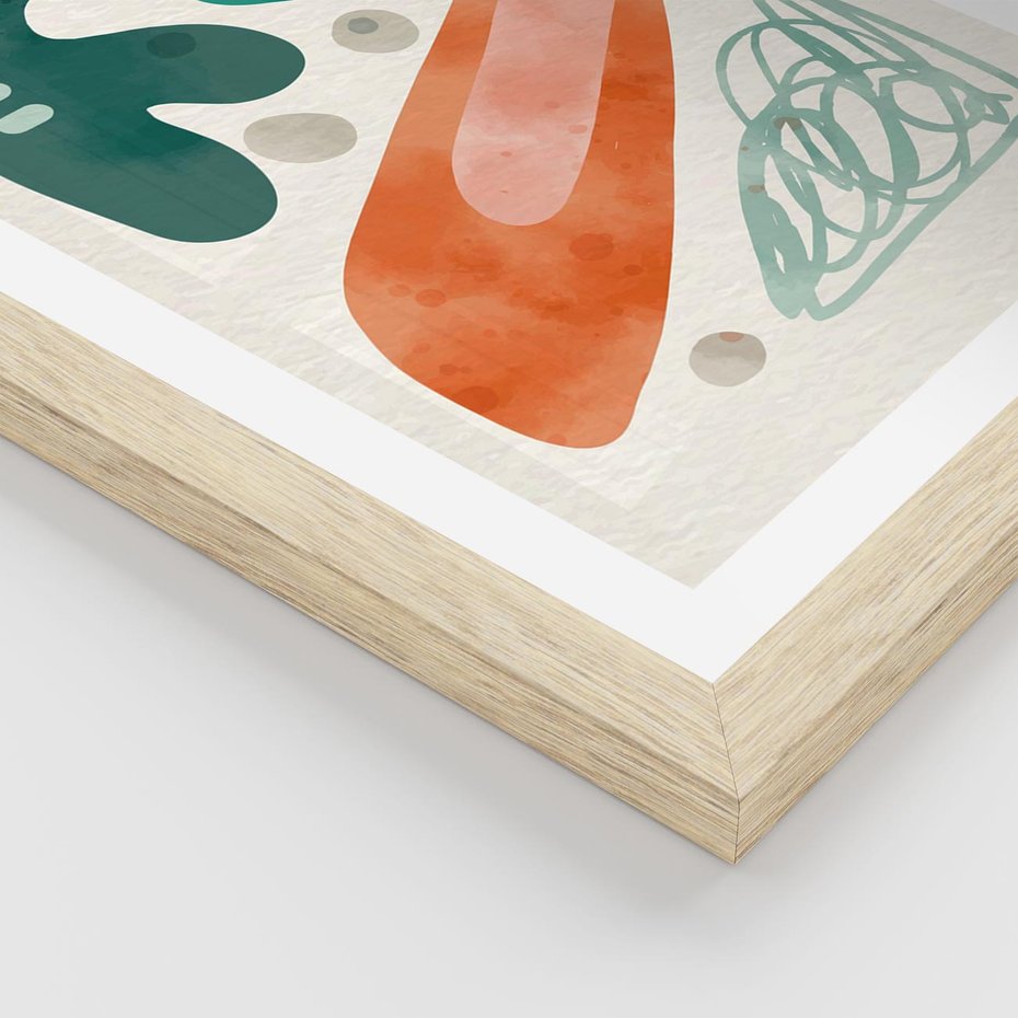 Plakat w ramie 40x50 - Podróżne Wizje - abstrakcyjne plamy, zielony - rama drewno