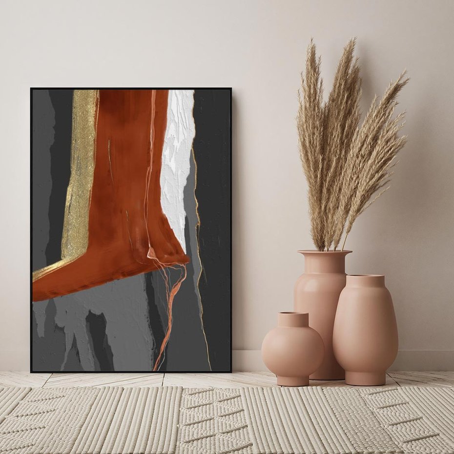 Obraz w ramie 50x70 - Abstrakcyjna impresja - abstrakcja, nowoczesny - rama czarna