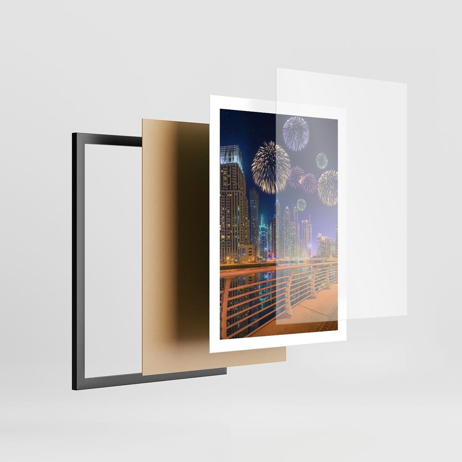 Plakat w ramie 50x70 - Fajerwerki Nowego Roku - nowy rok, fajerwerki - rama czarna