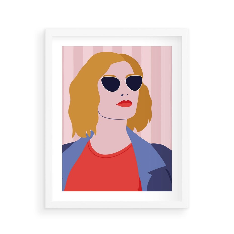 Plakat w ramie 40x50 - Kobieca Ekspresja - nowoczesny plakat, styl retro - rama biała