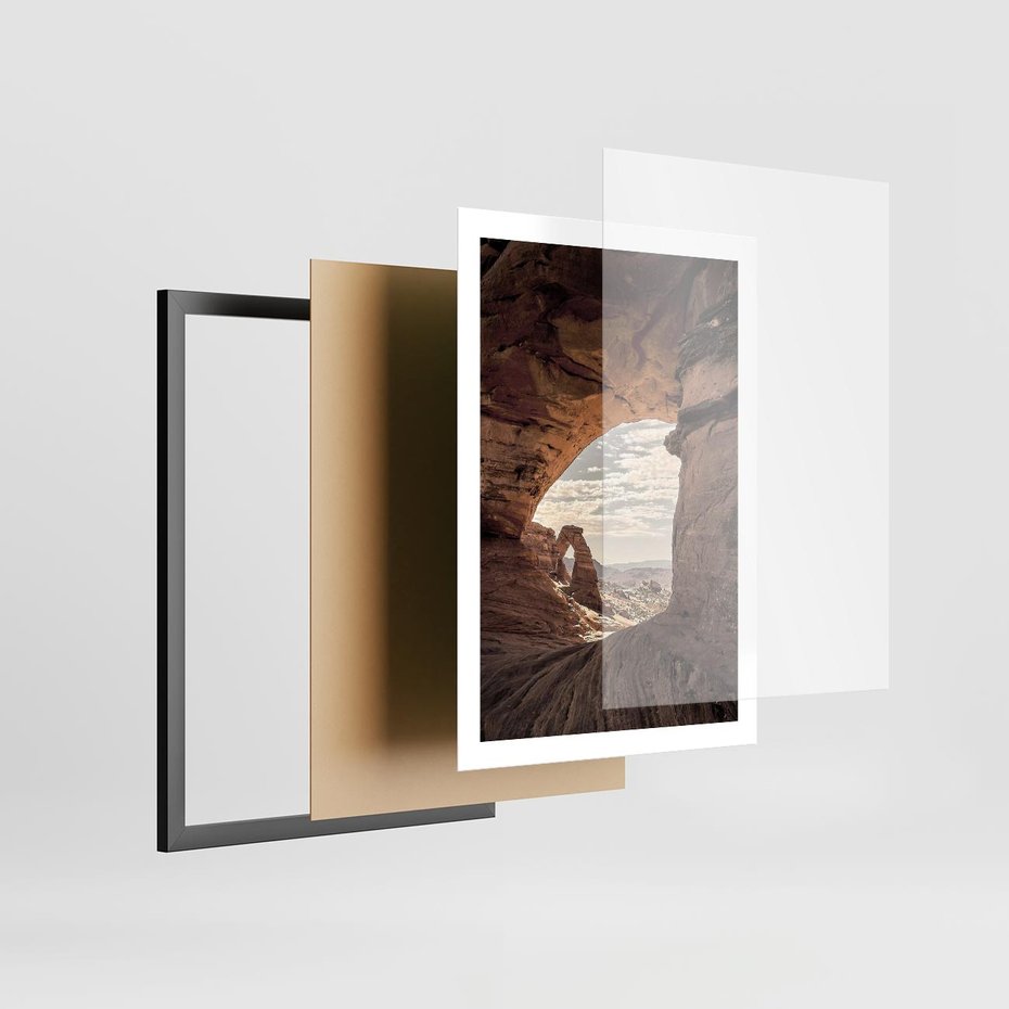 Plakat w ramie 50x70 - Kanionowy Labirynt - pustynia, skały - rama czarna