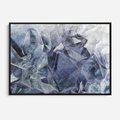 Obraz w ramie 100x70 - Melodia mgieł i marzeń - abstrakcja w kolorze granatu, przypominająca górę lodową - rama czarna