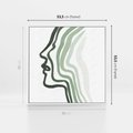 Obraz w ramie 50x50 - Zielony Profil - abstrakcja, zielony portret z profilu - rama biała
