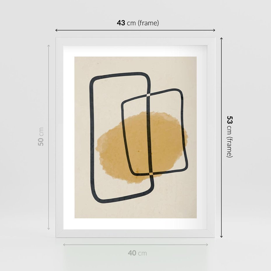 Plakat w ramie 40x50 - Rozkwitające Formy - abstrakcyjne nieregularne kształty, minimalistyczny plakat - rama biała
