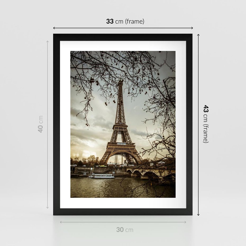 Plakat w ramie 30x40 - Uroczystość w Paryżu - Paryż, wieża - rama czarna