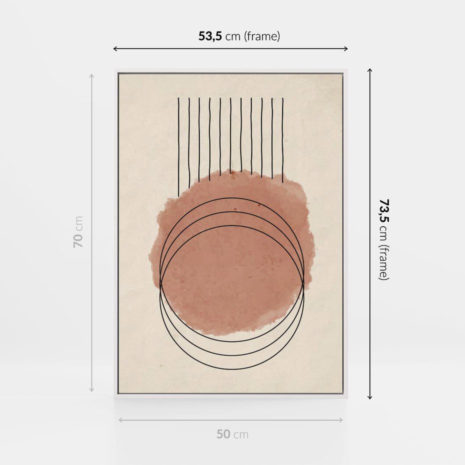 Obraz w ramie 50x70 - Migotliwe Kontury - akwarelowa plama, geometryczne szkicowane kształty - rama biała