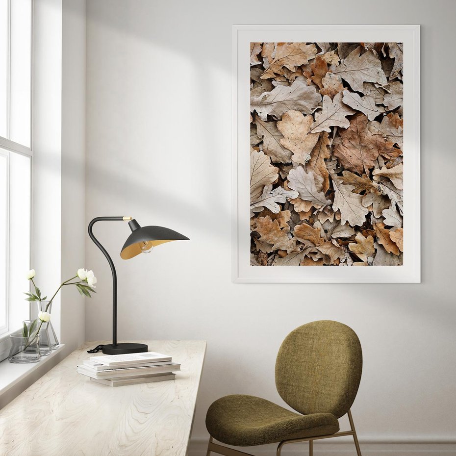 Plakat bez ramy 50x70 - Nostalgiczny Pejzaż - suche liście, jesień