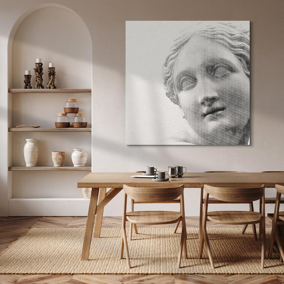 Obraz na płótnie 40x40 - Szarość w Kamieniu - monochromatyczna marmurowa rzeźba, odcienie szarości