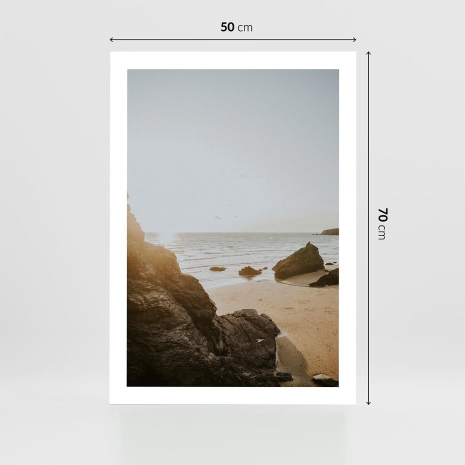 Plakat bez ramy 50x70 - Magia Wieczornego Spokoju - plaża, zachód