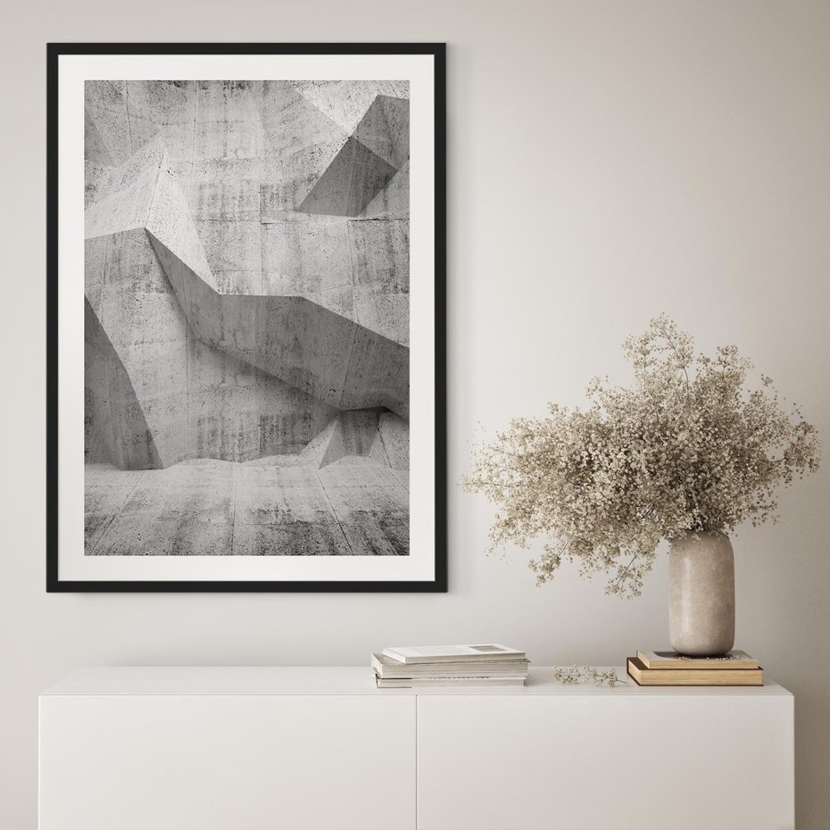 Plakat w ramie 50x70 - Geometryczna harmonia sztuki - geometria, sztuka - rama czarna