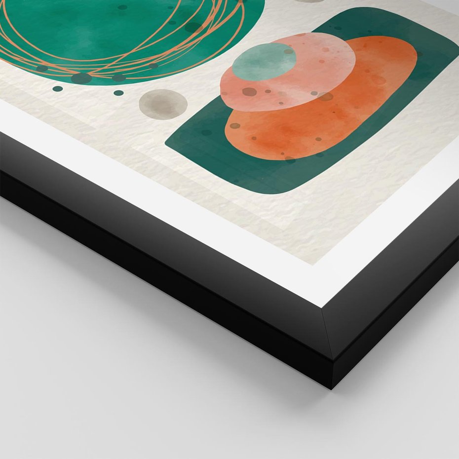 Plakat w ramie 50x70 - Rozmyte Granice - abstrakcyjne plamy, zielony - rama czarna