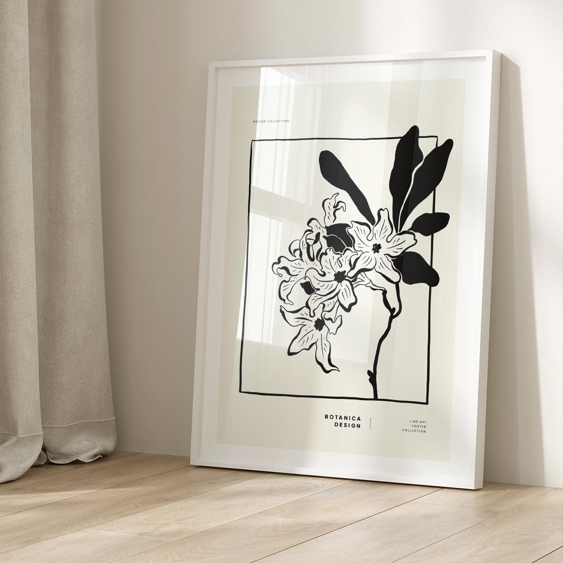 Plakat w ramie 50x70 - Kwiatowe przestrzenie - kwiat, grafika - rama biała