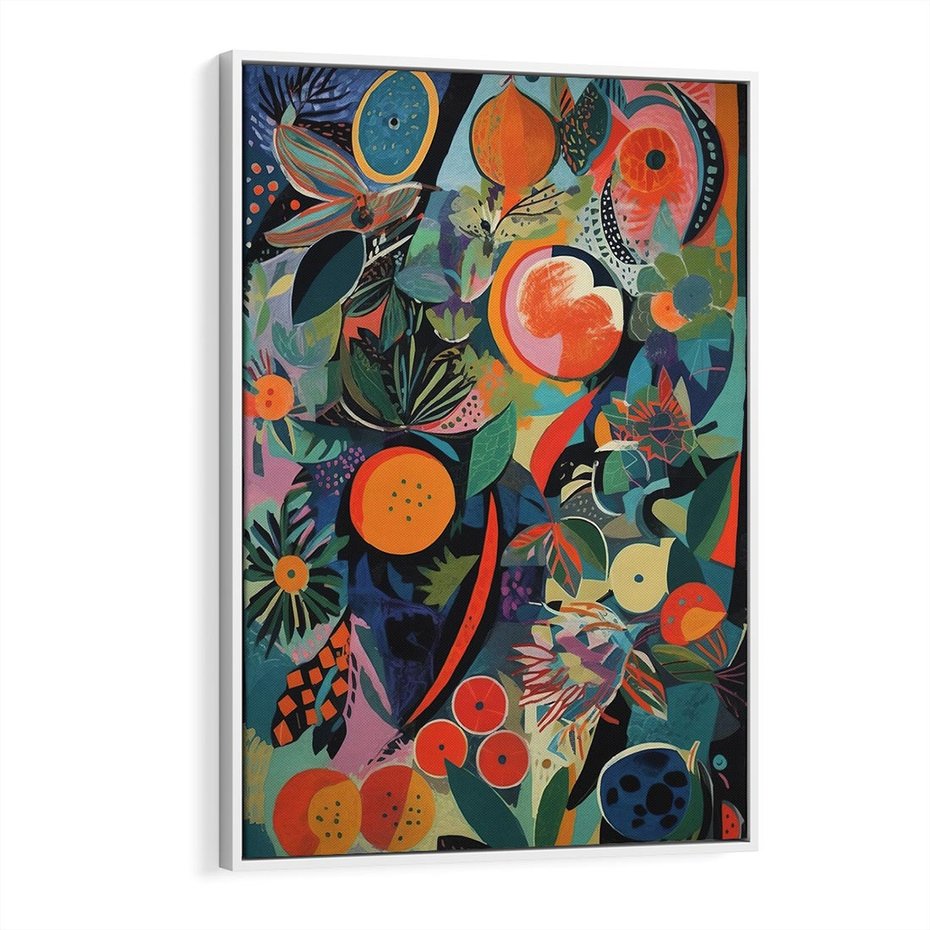 Obraz w ramie 80x120 - Echa Nietuzinkowych Wzorców - abstrakcyjny obraz olejny, jak picasso - rama biała