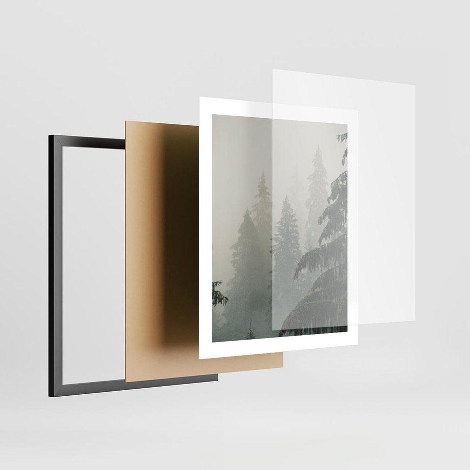 Plakat w ramie 40x50 - Mglista przemiana lasu - las, mgła - rama czarna