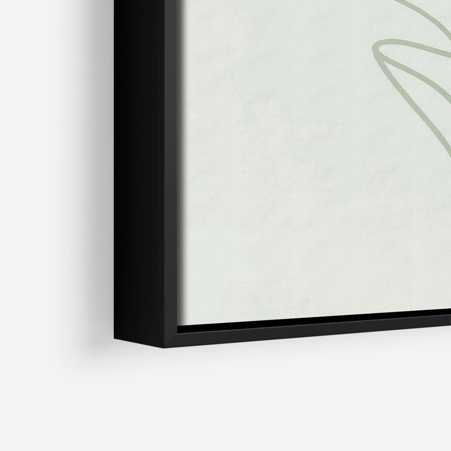Obraz w ramie 70x100 - Zielona Równowaga Linii - abstrakcyjne delikatne zielone linie, nowoczesny plakat - rama czarna