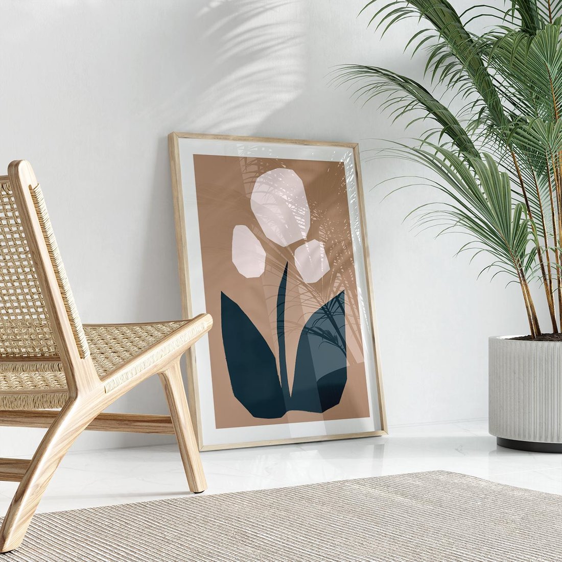 Plakat w ramie 50x70 - Refleksje Boho Przyrody - abstrakcyjny obraz, plakat - rama drewno