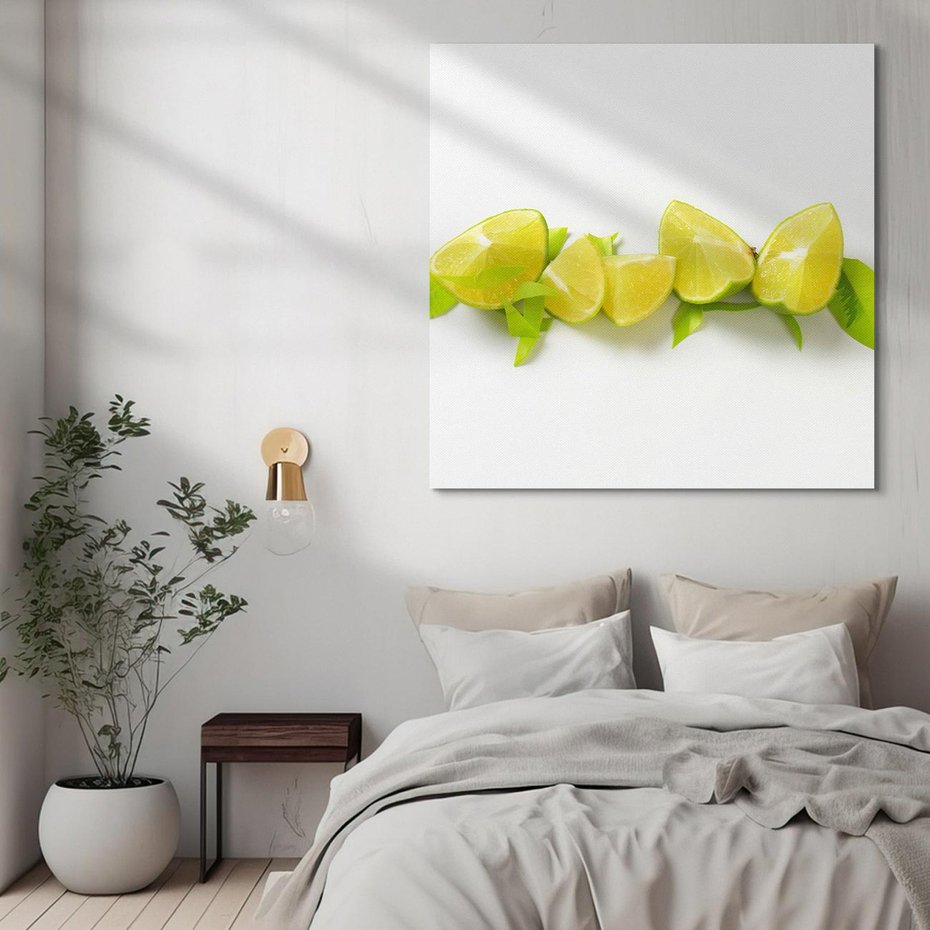 Obraz na płótnie 60x60 - owocowa eksplozja - limonki, owoce