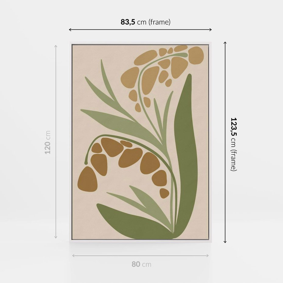 Obraz w ramie 80x120 - Minimalizm z Roślinami - nowoczesny plakat, roślinność - rama biała