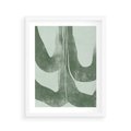 Plakat w ramie 40x50 - Nurtująca Kompozycja Zieleni - abstrakcyjne delikatne zielone linie, podobne do gałęzi kwiatów - rama biała