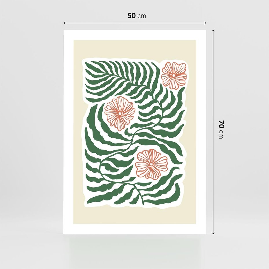 Plakat bez ramy 50x70 - Migocące Wzory - abstrakcyjna kompozycja, paprocie