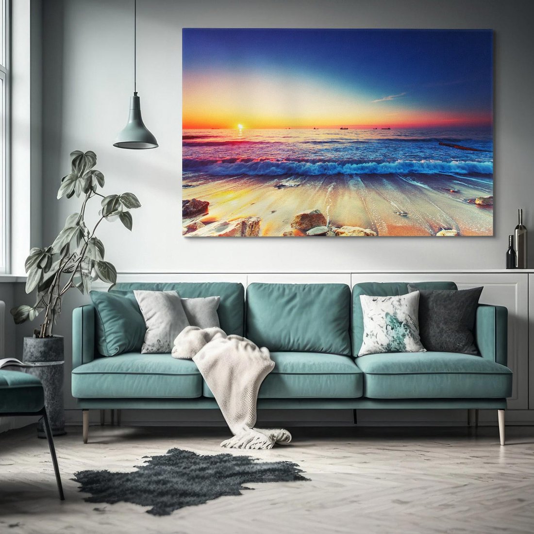 Obraz na płótnie 120x80 - Morze, plaża, statki - morze, plaża