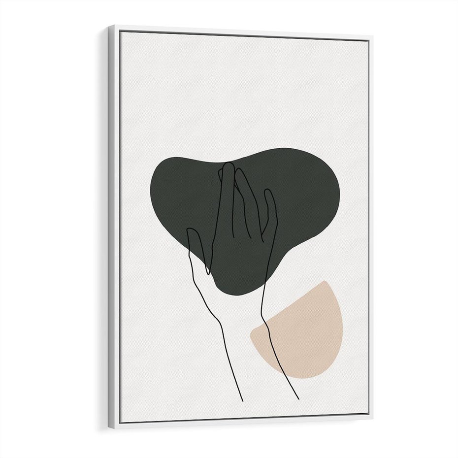 Obraz w ramie 50x70 - Bezczasowe Echo - szkic jedną linią, one line - rama biała