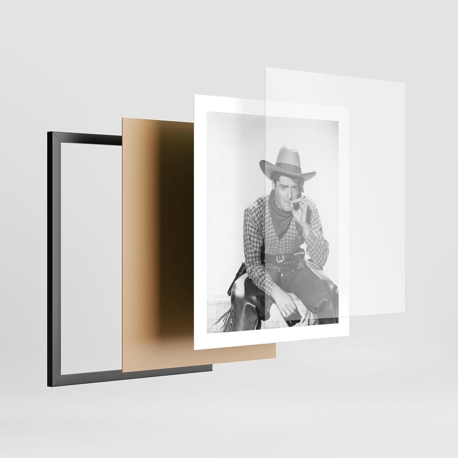 Plakat w ramie 40x50 - Dziki Zachód - retro zdjęcie, czarno białe - rama czarna