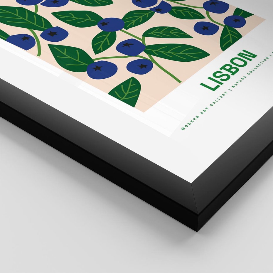 Plakat w ramie 30x40 - Migotliwe Przestrzenie - borówki, jagody - rama czarna