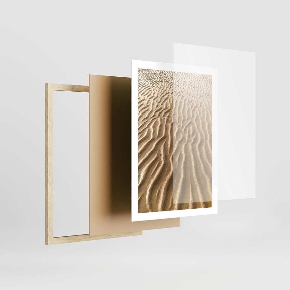 Plakat w ramie 50x70 - Piasek i Nieskończoność - pustynia, piasek - rama drewno