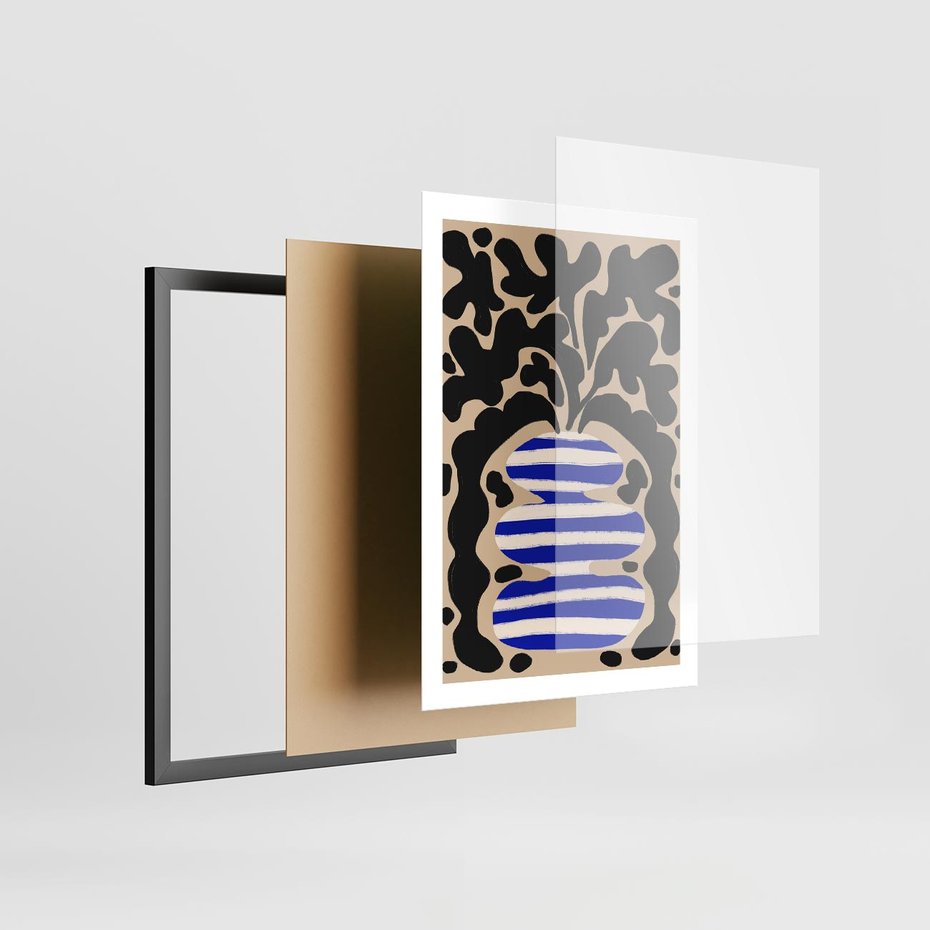 Plakat w ramie 50x70 - Boho Wizje - abstrakcyjny plakat, ciekawe formy - rama czarna